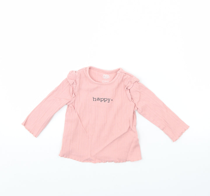 Fred & FLo Girls Pink Basic Blouse Size 6-9 Months - Happy