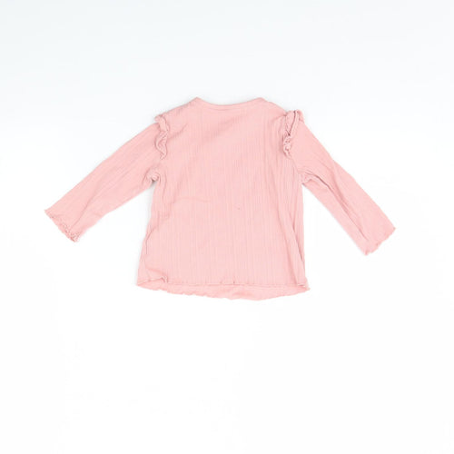 Fred & FLo Girls Pink   Basic Blouse Size 6-9 Months  - Happy
