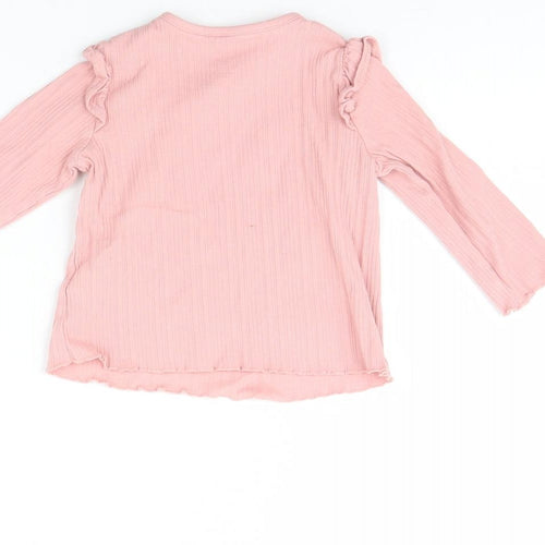 Fred & FLo Girls Pink   Basic Blouse Size 6-9 Months  - Happy
