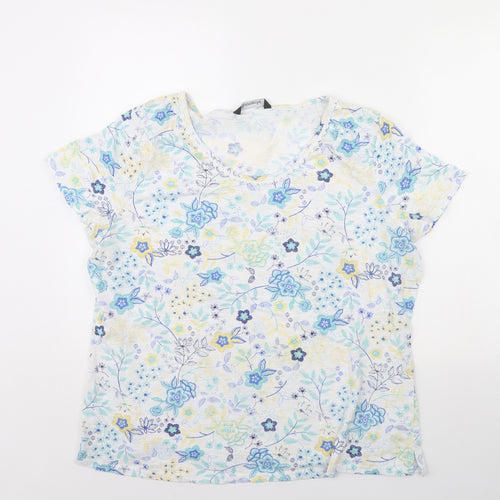 Bonmarché Womens White Floral  Basic T-Shirt Size 20