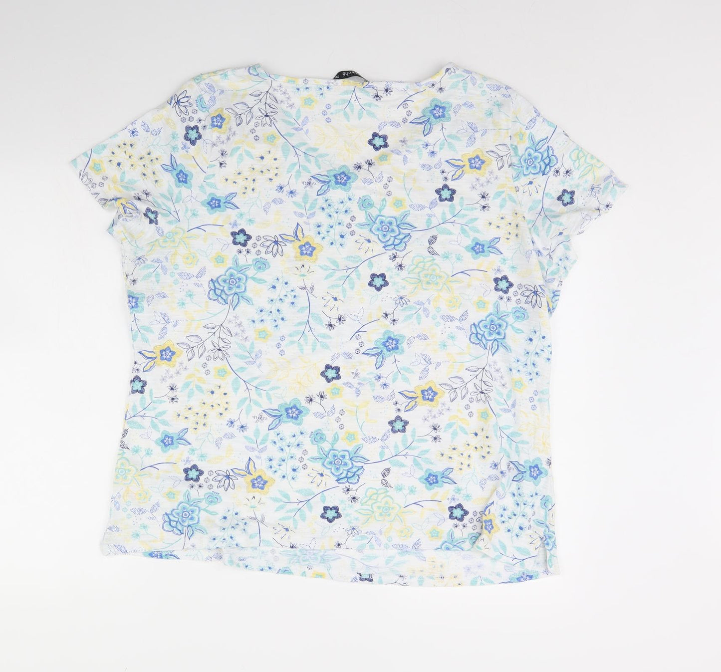 Bonmarché Womens White Floral  Basic T-Shirt Size 20