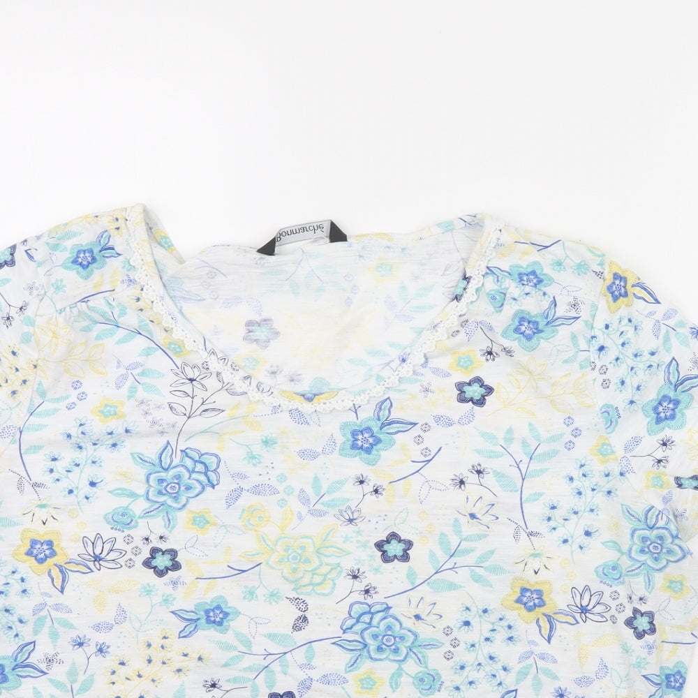 Bonmarché Womens White Floral  Basic T-Shirt Size 20
