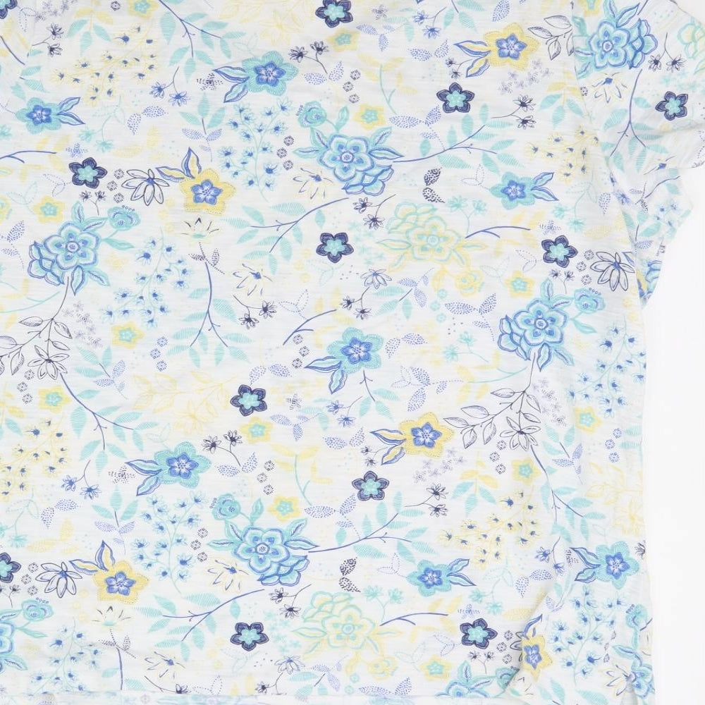 Bonmarché Womens White Floral  Basic T-Shirt Size 20