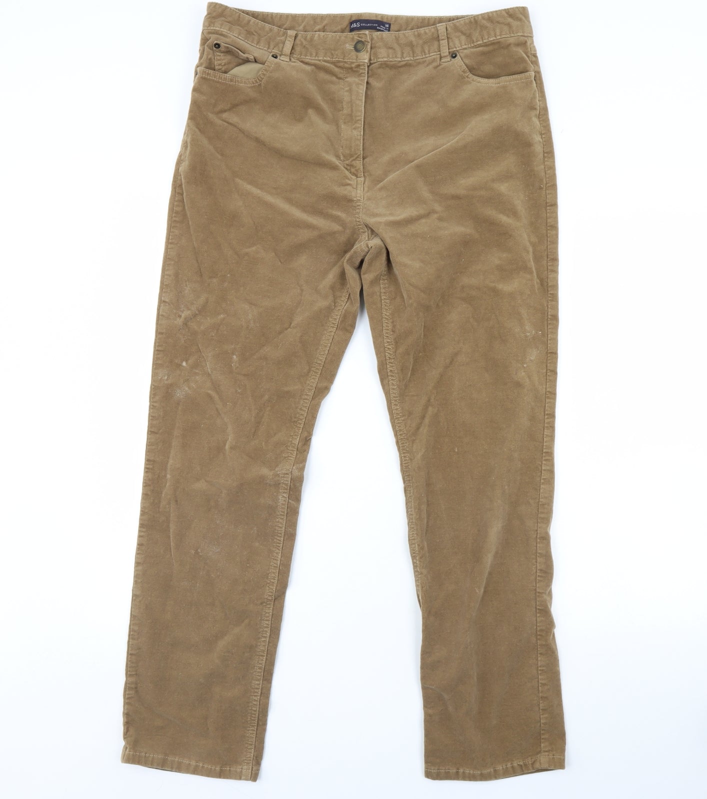 m&s Womens Brown  Corduroy Trousers  Size 16 L29 in