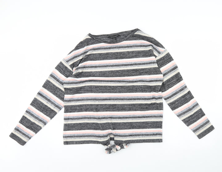 Dorothy Perkins Womens Grey Striped  Pullover Jumper Size 14