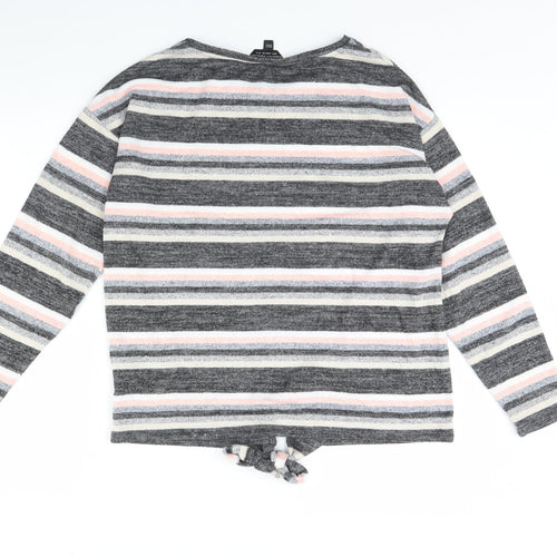 Dorothy Perkins Womens Grey Striped  Pullover Jumper Size 14