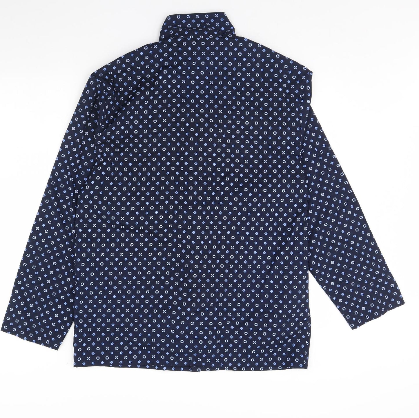 m&s Mens Blue Geometric   Pyjama Top Size M