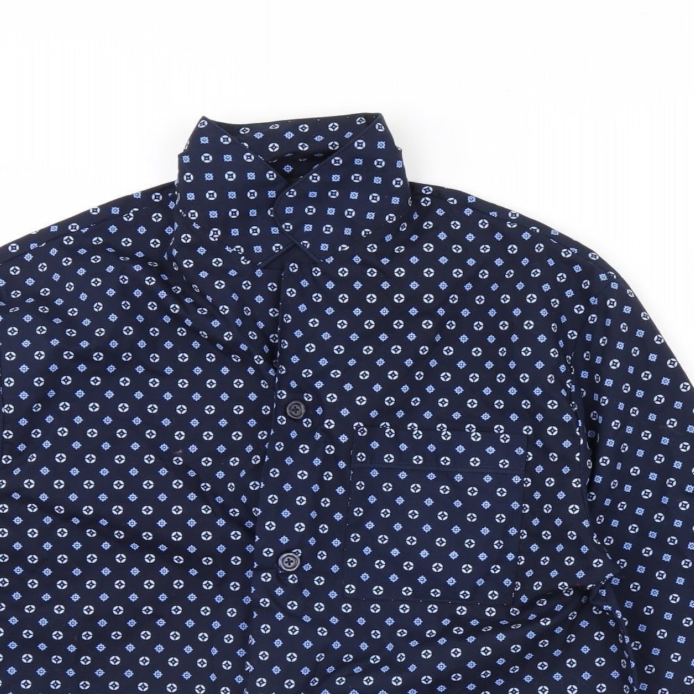 m&s Mens Blue Geometric   Pyjama Top Size M