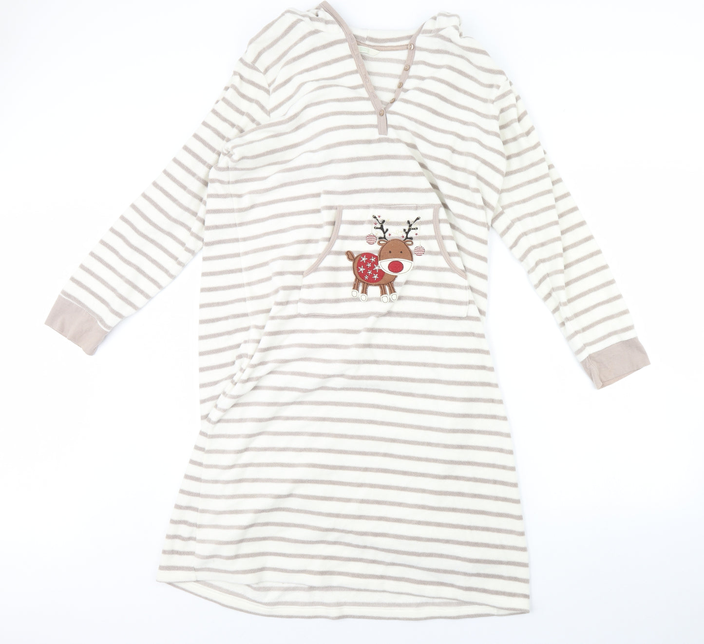 m&s Womens Ivory Striped Fleece Cami Dress Size 14