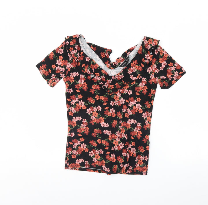 Dorothy Perkins Womens Black Floral  Basic Blouse Size 10