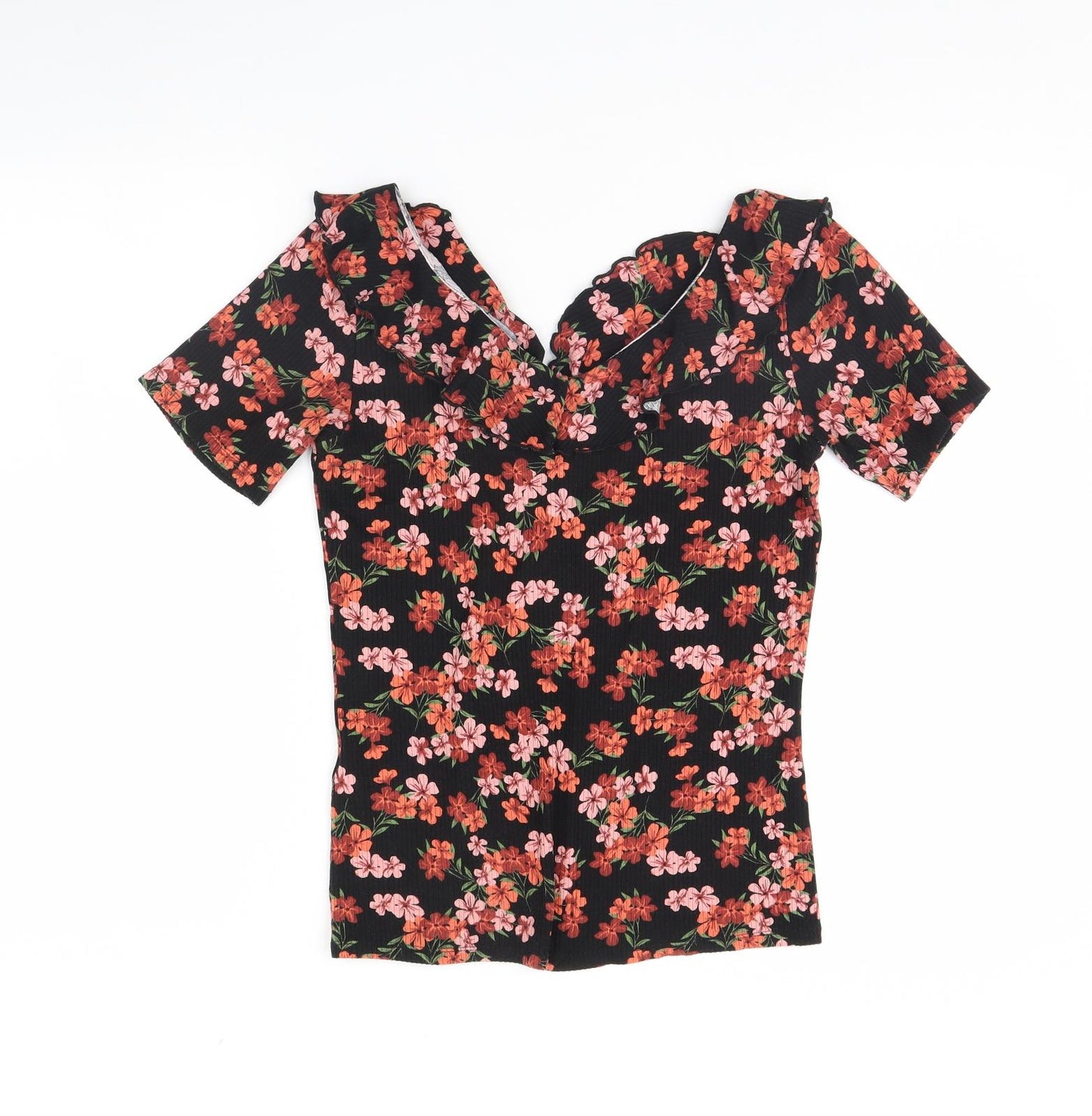 Dorothy Perkins Womens Black Floral  Basic Blouse Size 10
