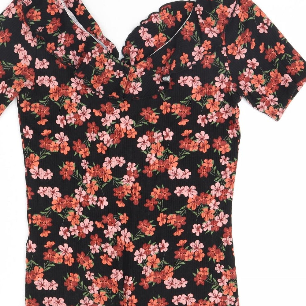 Dorothy Perkins Womens Black Floral  Basic Blouse Size 10