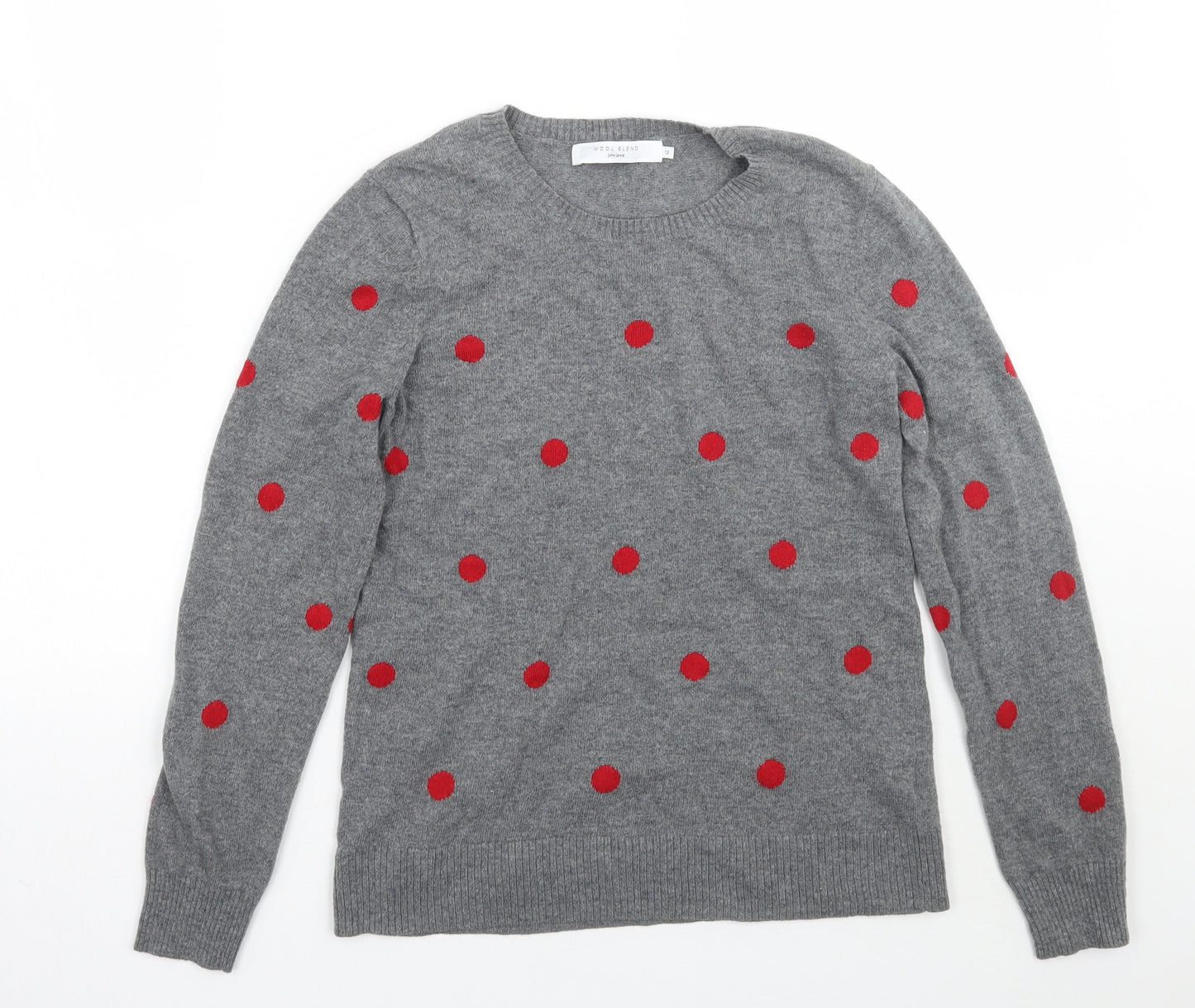 John Lewis Womens Grey Polka Dot  Pullover Jumper Size 12