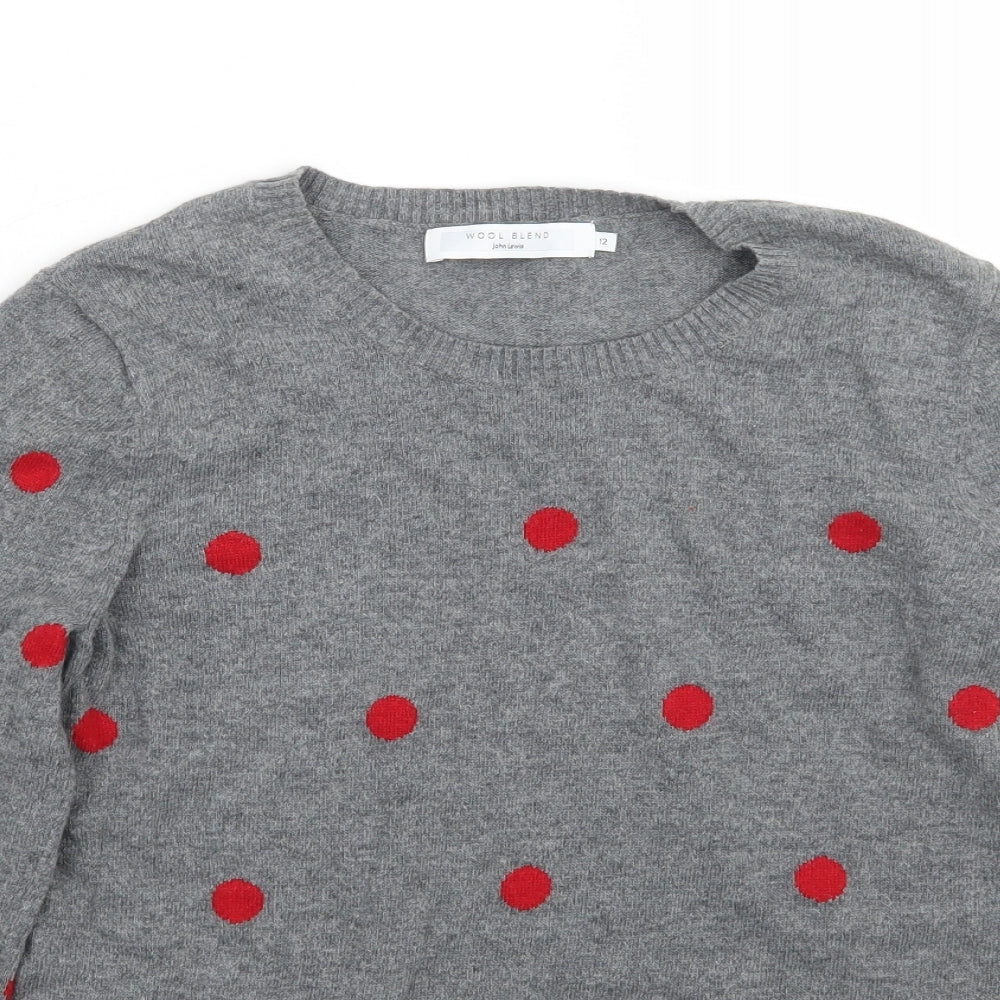 John Lewis Womens Grey Polka Dot  Pullover Jumper Size 12