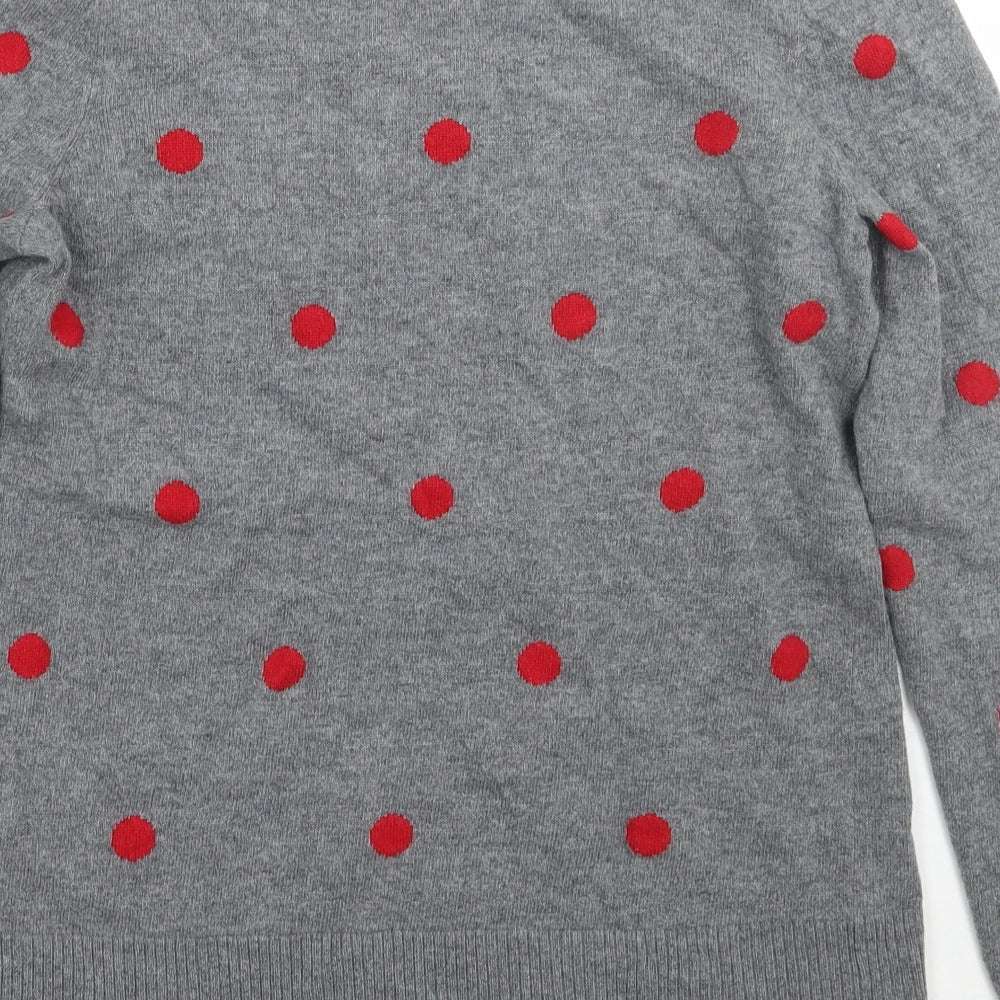 John Lewis Womens Grey Polka Dot  Pullover Jumper Size 12