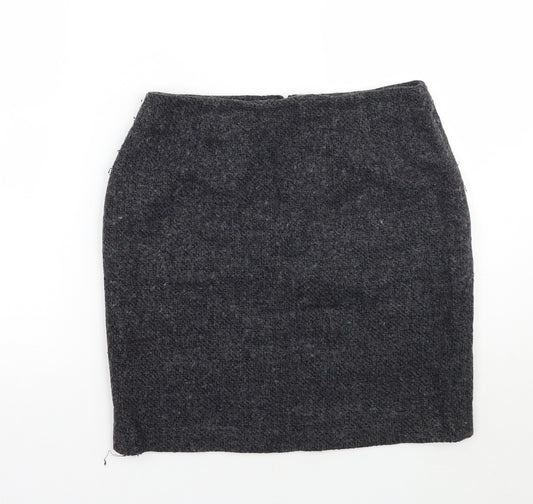 Front view of Wallis women’s grey a-line skirt, size UK 12