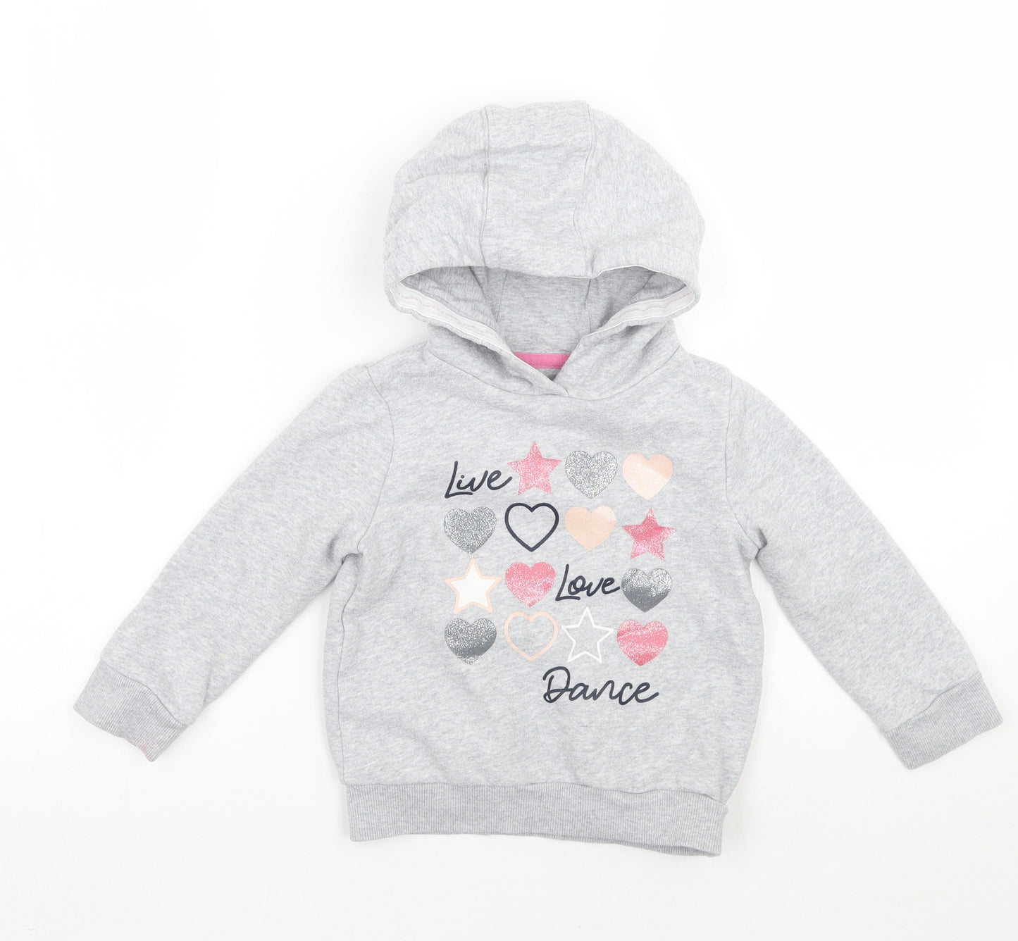 F&F Girls Grey Geometric  Pullover Hoodie Size 3 Years