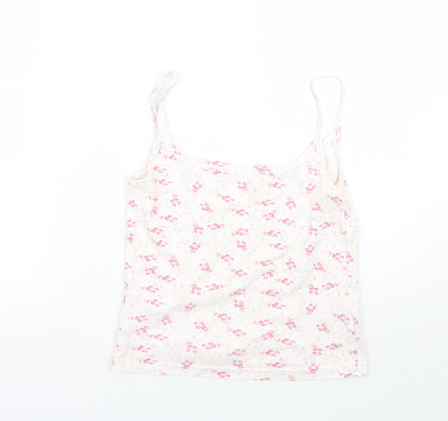 Dunnes Stores Womens White Floral  Basic Tank Size 10