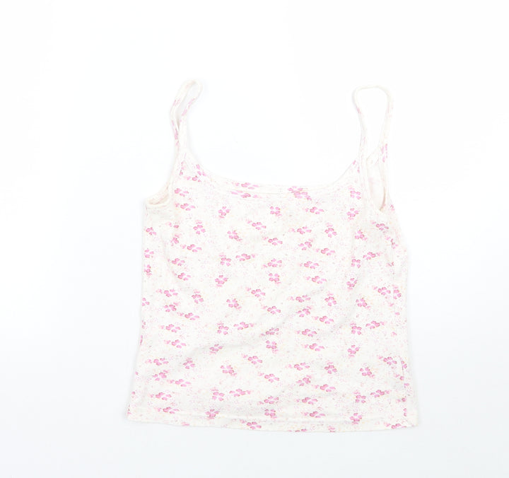 Dunnes Stores Womens White Floral Basic Tank Size 10