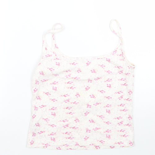 Dunnes Stores Womens White Floral  Basic Tank Size 10