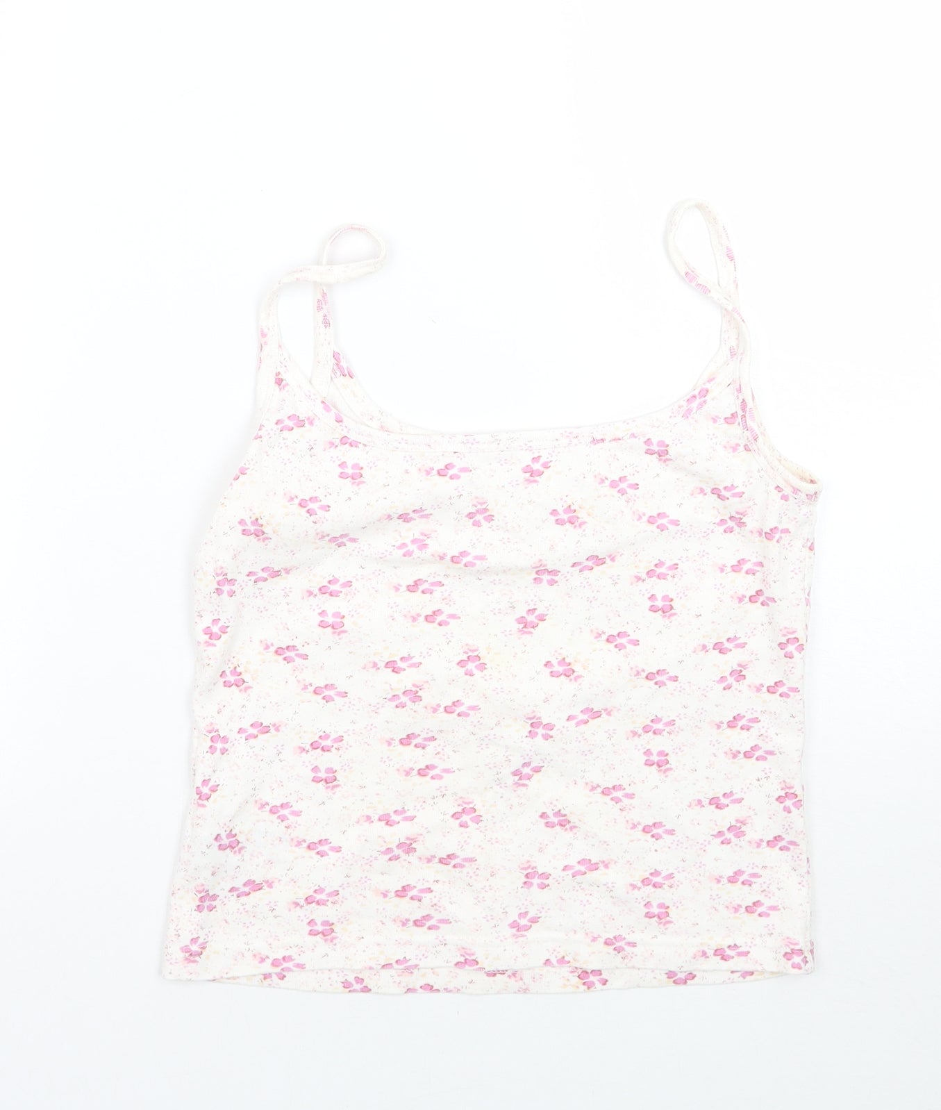 Dunnes Stores Womens White Floral  Basic Tank Size 10