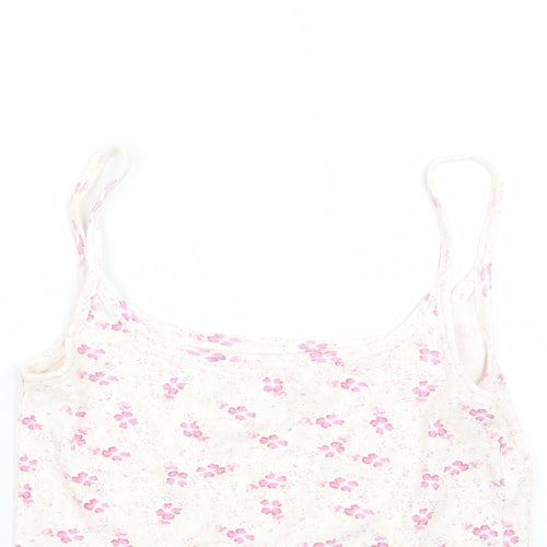 Dunnes Stores Womens White Floral  Basic Tank Size 10