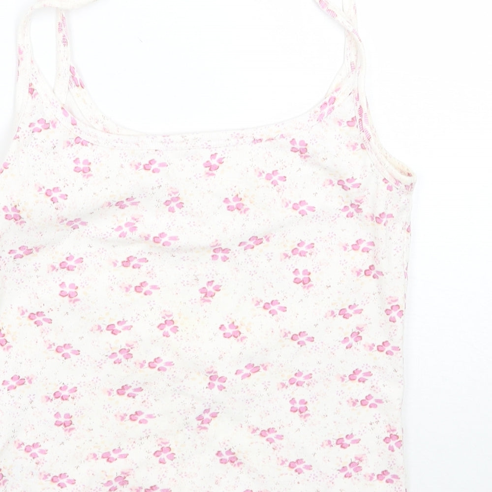 Dunnes Stores Womens White Floral  Basic Tank Size 10
