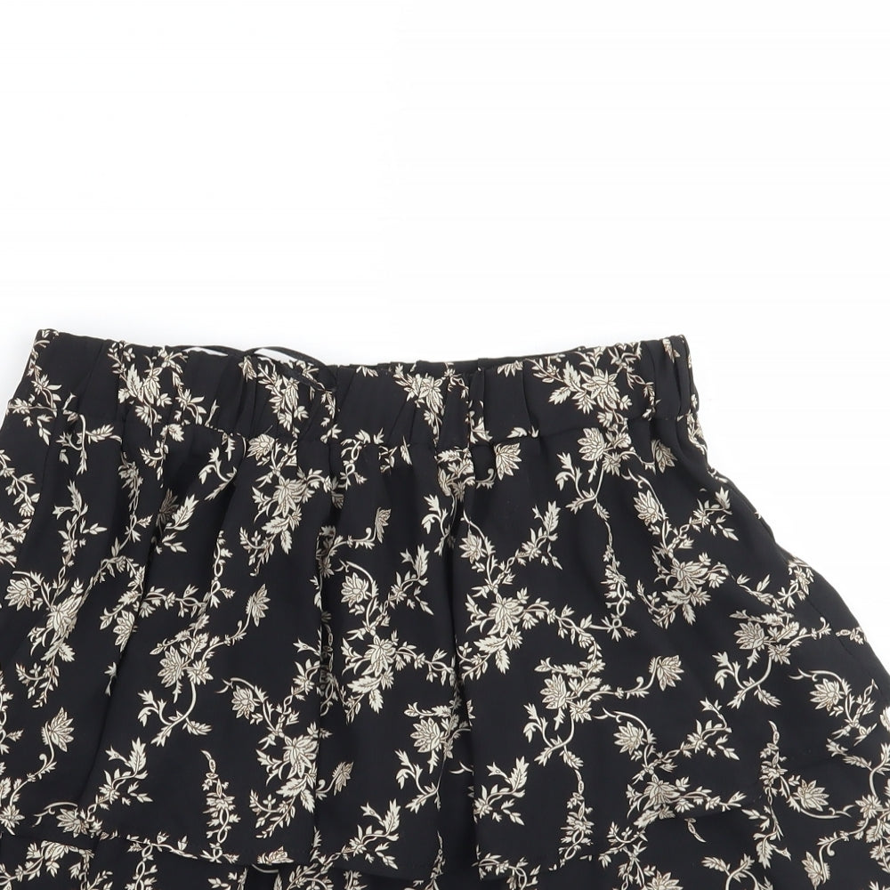In the Style Womens Black Floral  A-Line Skirt Size 10