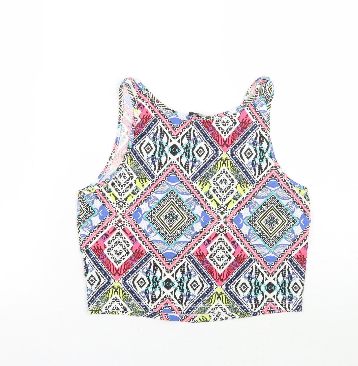 Newlook Womens White Geometric  Cropped Tank Size 10