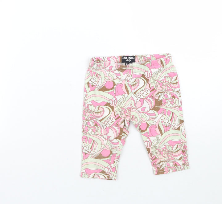 Xoxo  Girls Pink Floral  Cropped Leggings Size 24 Months
