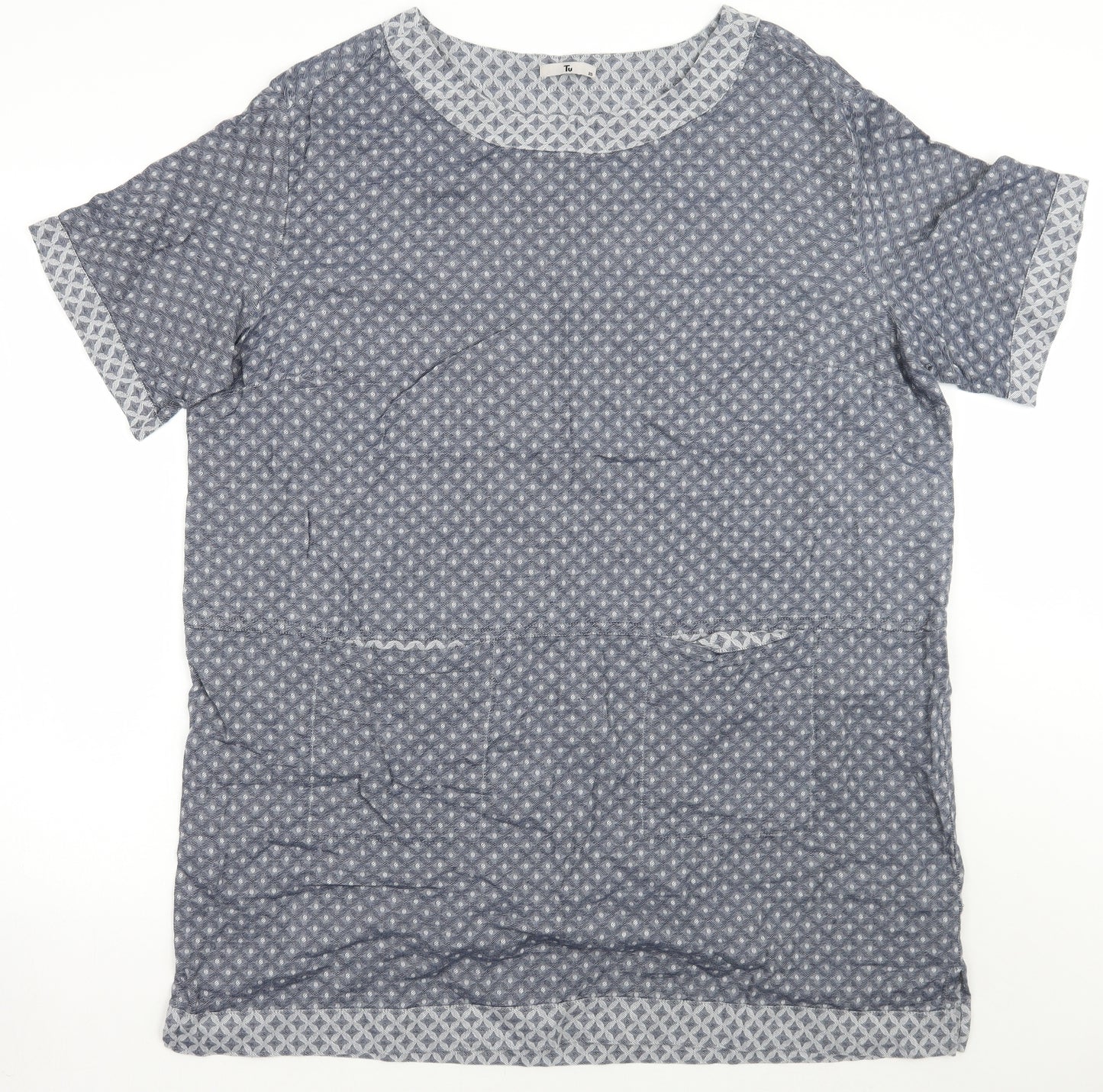 TU Womens Blue Geometric  Basic Blouse Size 20