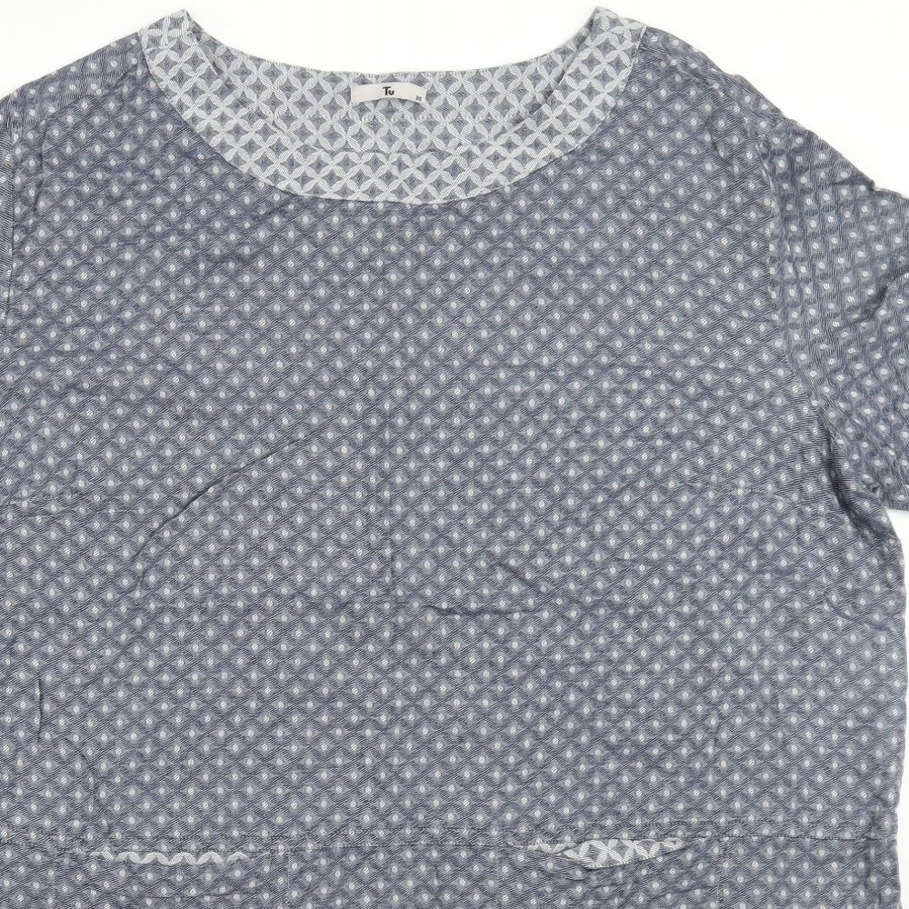 TU Womens Blue Geometric  Basic Blouse Size 20