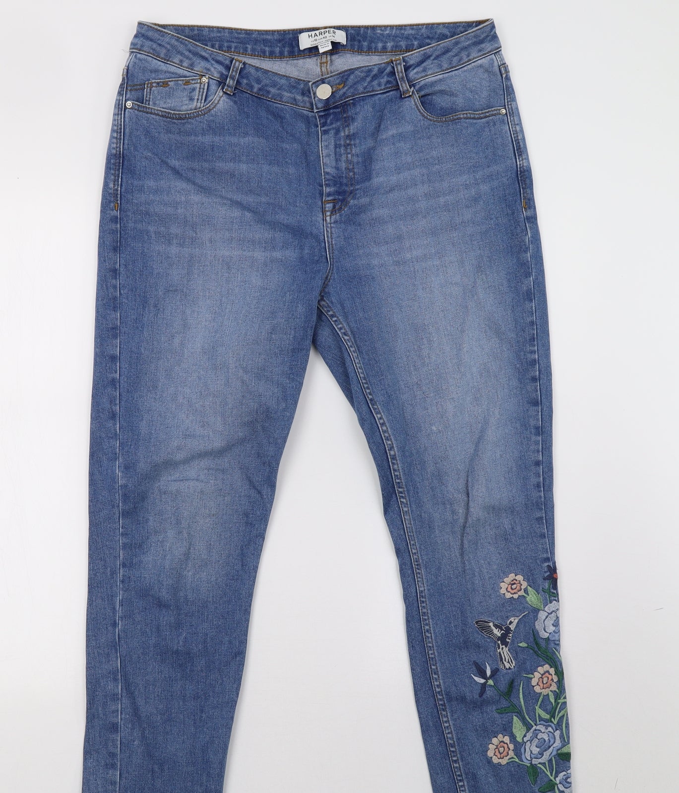 Dorothy Perkins Womens Black  Denim Straight Jeans Size 14 L26 in