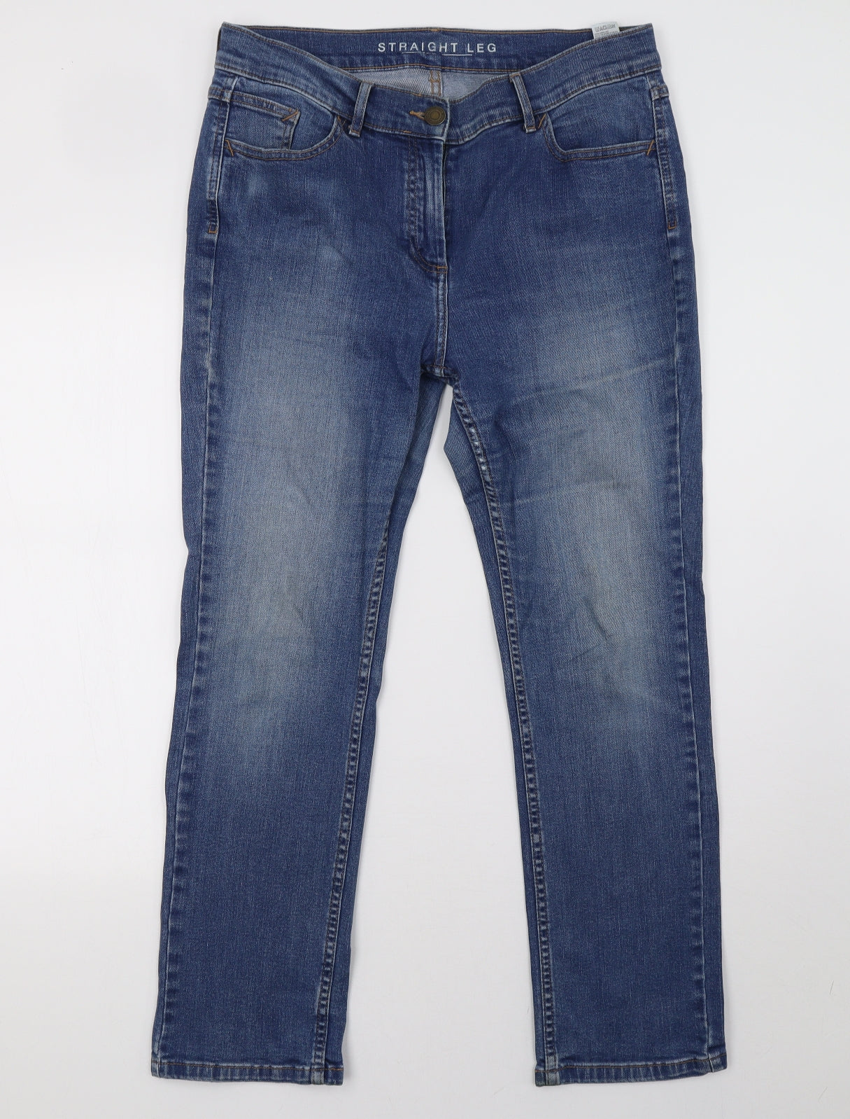 Marks and Spencer Womens Blue  Denim Straight Jeans Size 14 L29 in