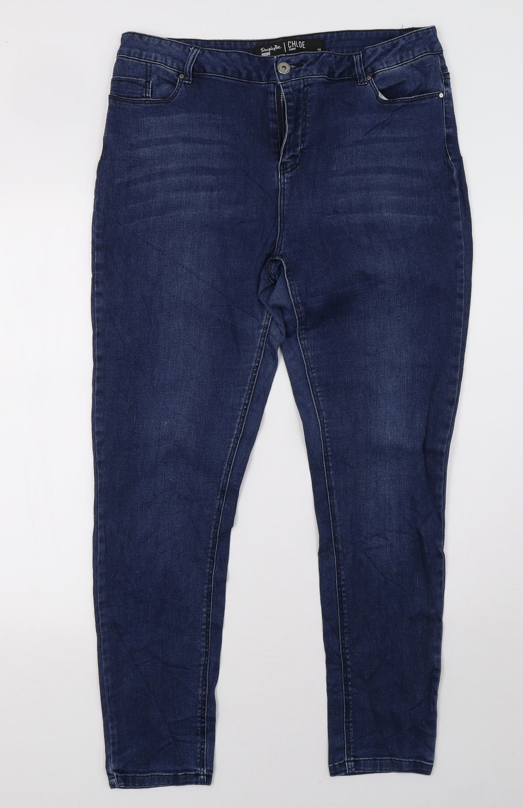 Simply Be Womens Blue  Denim Straight Jeans Size 16 L30 in