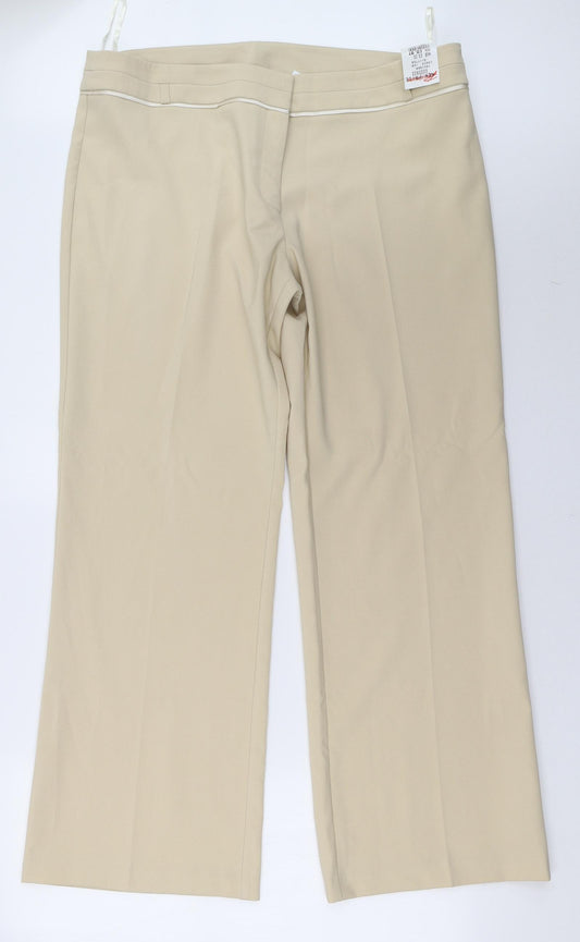 Front view of F&F women’s beige trousers, size UK 18, 32-inch leg