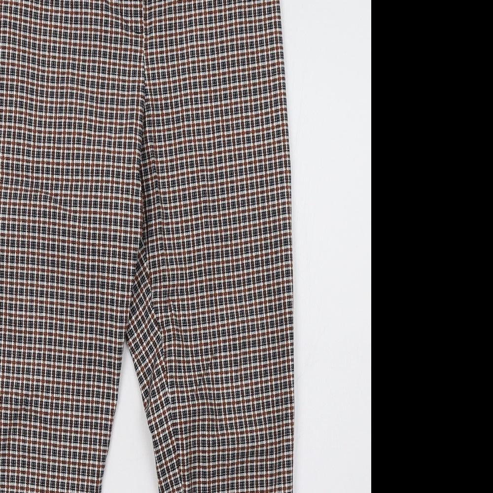 Primark Womens Brown Check  Trousers  Size 14 L30 in