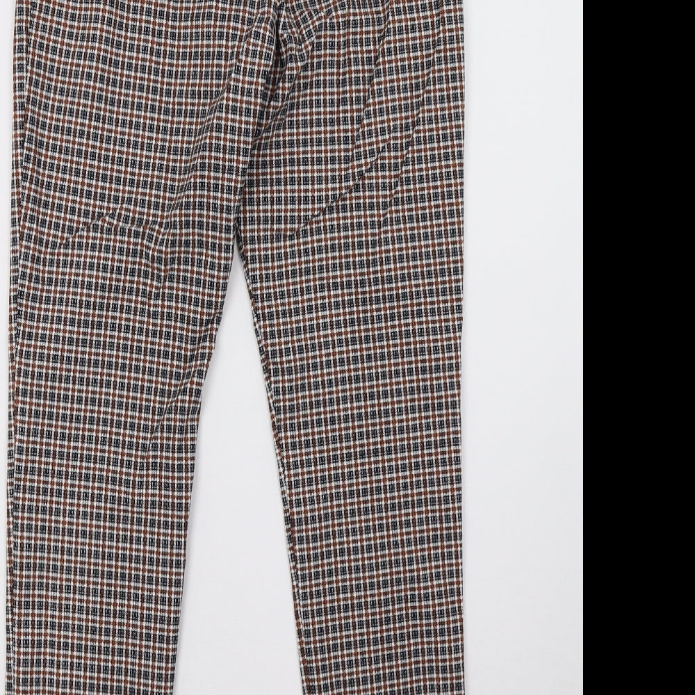 Primark Womens Brown Check  Trousers  Size 14 L30 in