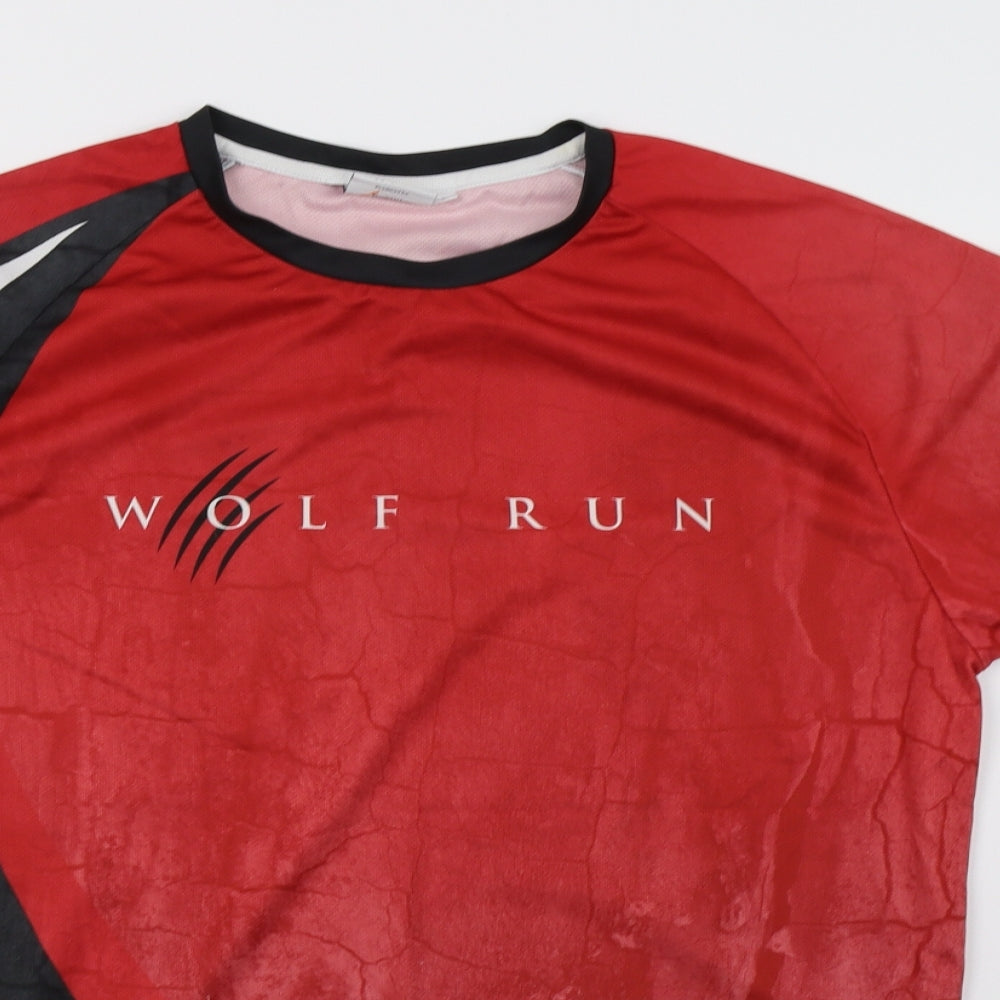 wolf run Mens Red    T-Shirt Size L