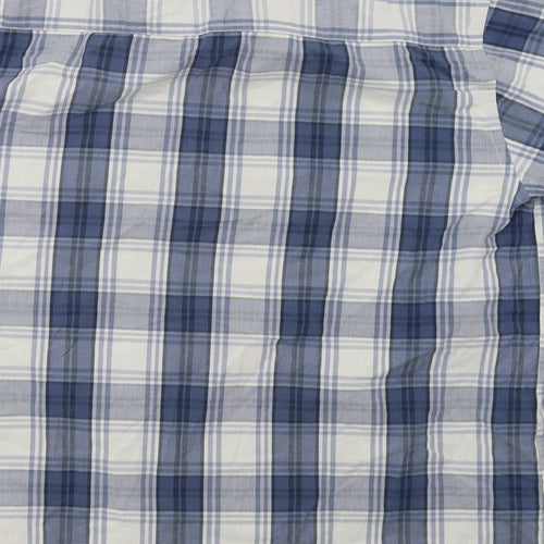 Easy Mens Blue Herringbone   Button-Up Size L