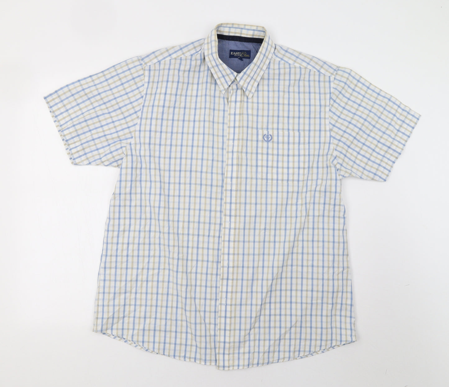 EAST Mens White Check   Button-Up Size L