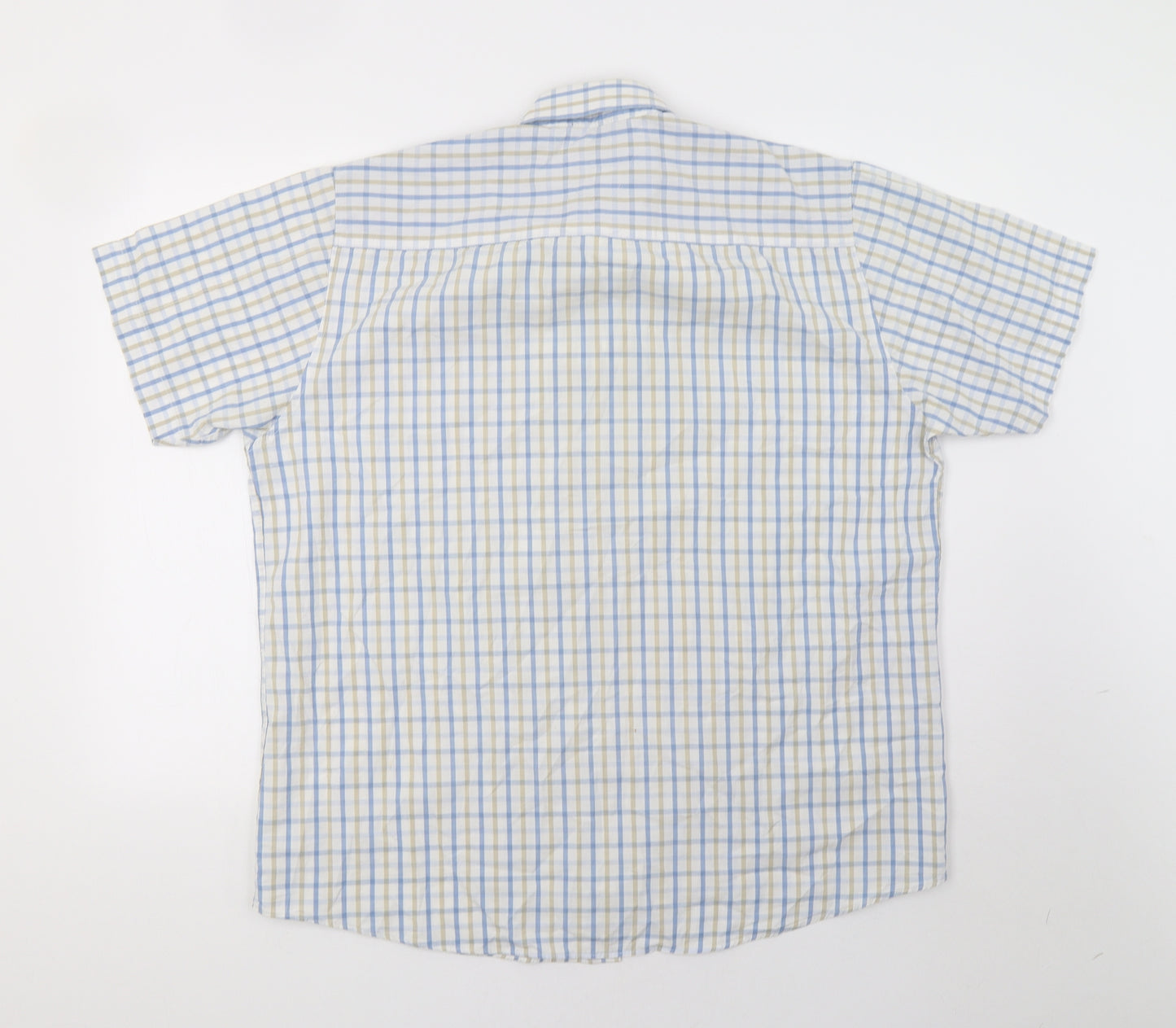 EAST Mens White Check   Button-Up Size L