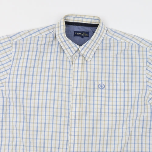 EAST Mens White Check   Button-Up Size L