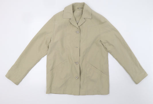 Front view of Bonmarché women’s beige jacket, size UK 12