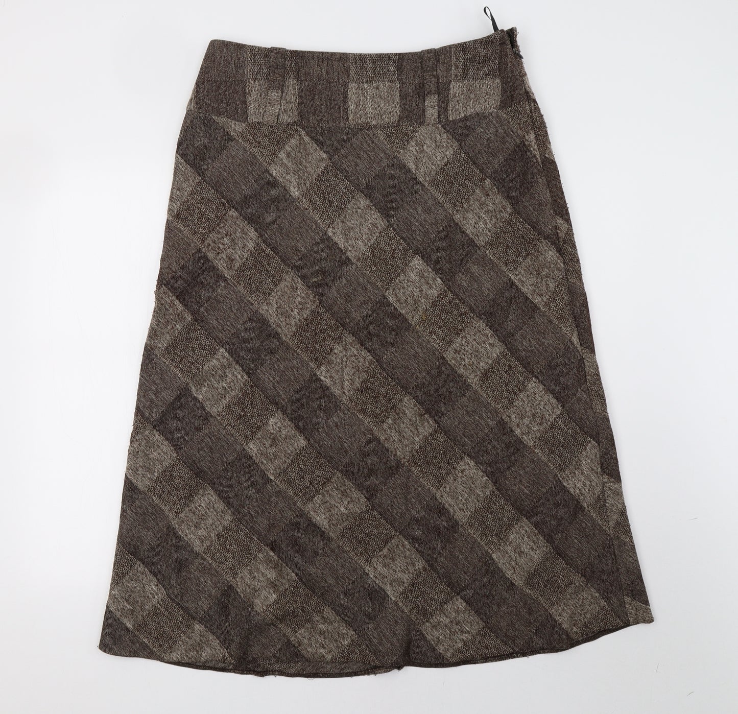 Marks and Spencer Womens Brown Check  A-Line Skirt Size 14