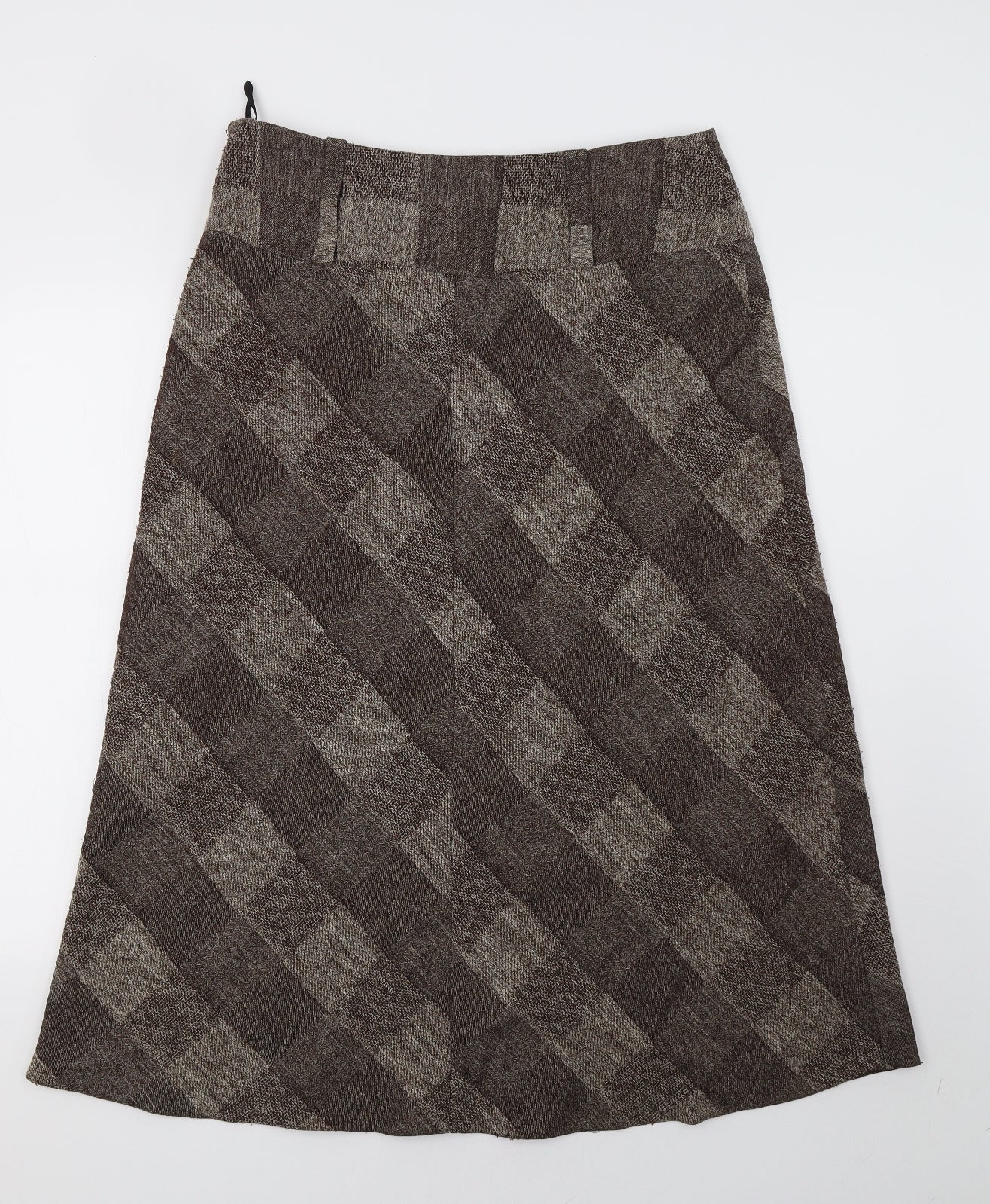 Marks and Spencer Womens Brown Check  A-Line Skirt Size 14