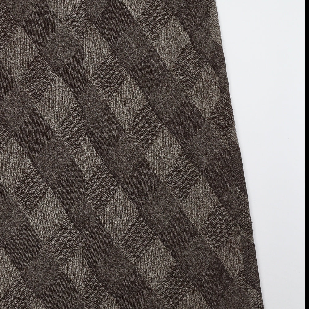 Marks and Spencer Womens Brown Check  A-Line Skirt Size 14