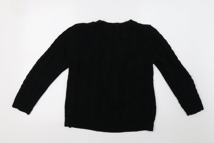 Preworn Womens Black Knit Pullover Sweatshirt Size 10