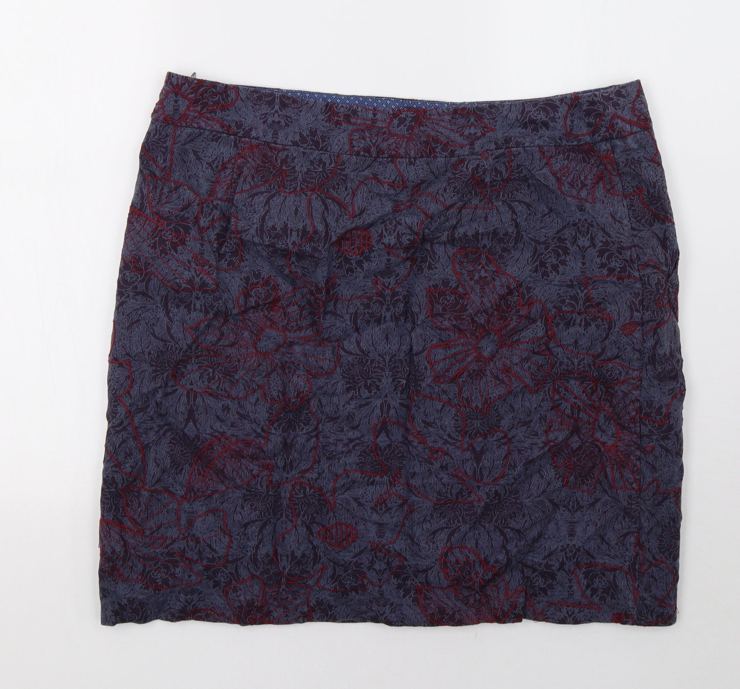White Stuff Womens Blue Floral  A-Line Skirt Size 16