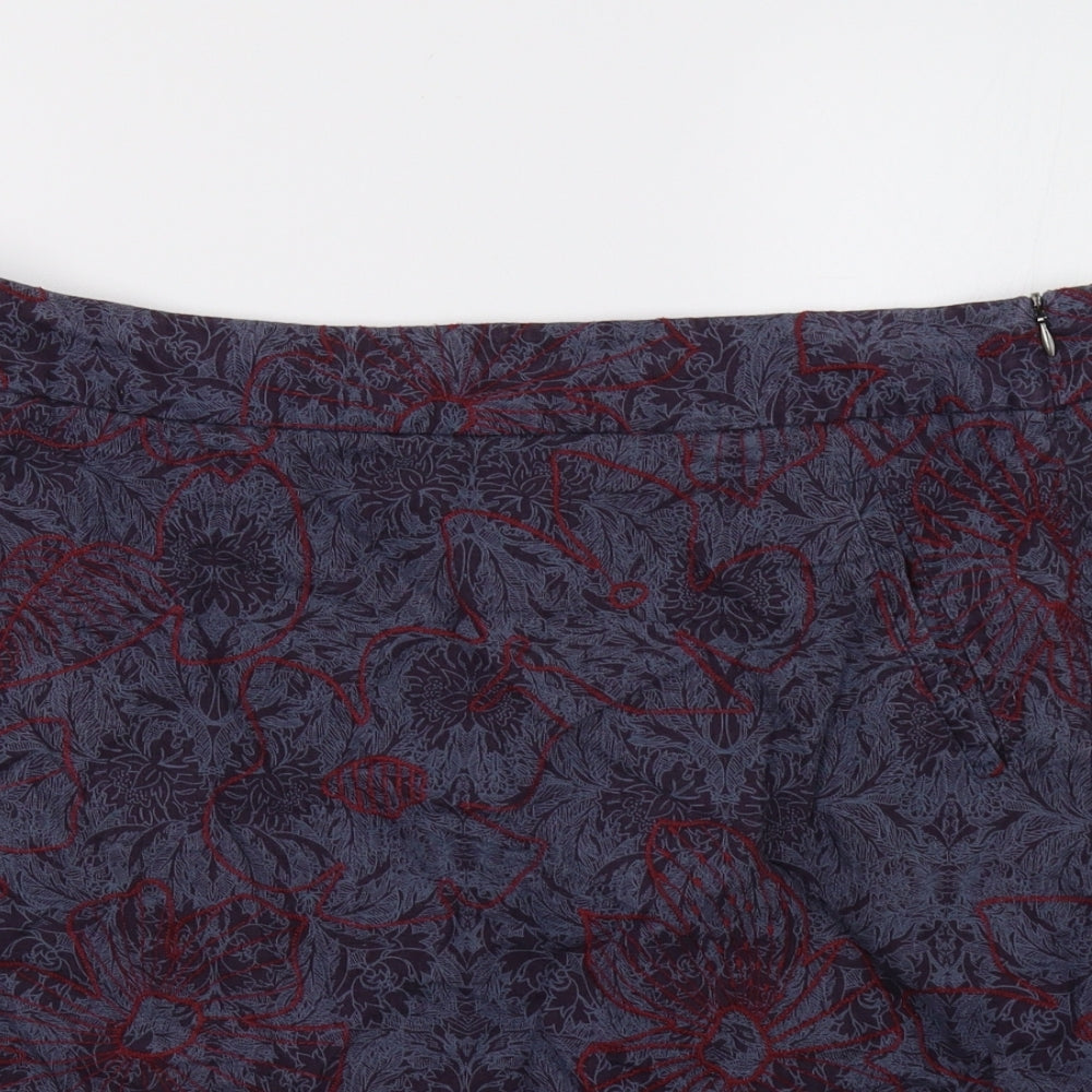 White Stuff Womens Blue Floral  A-Line Skirt Size 16
